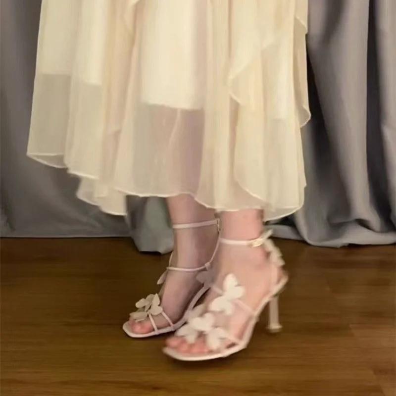 Fashion Outdoor Stiletto Woman Shoes Summer 2025 Comfortable New Breathable Fashion Korea Footwear On Sale Asian Size Sandals for Women