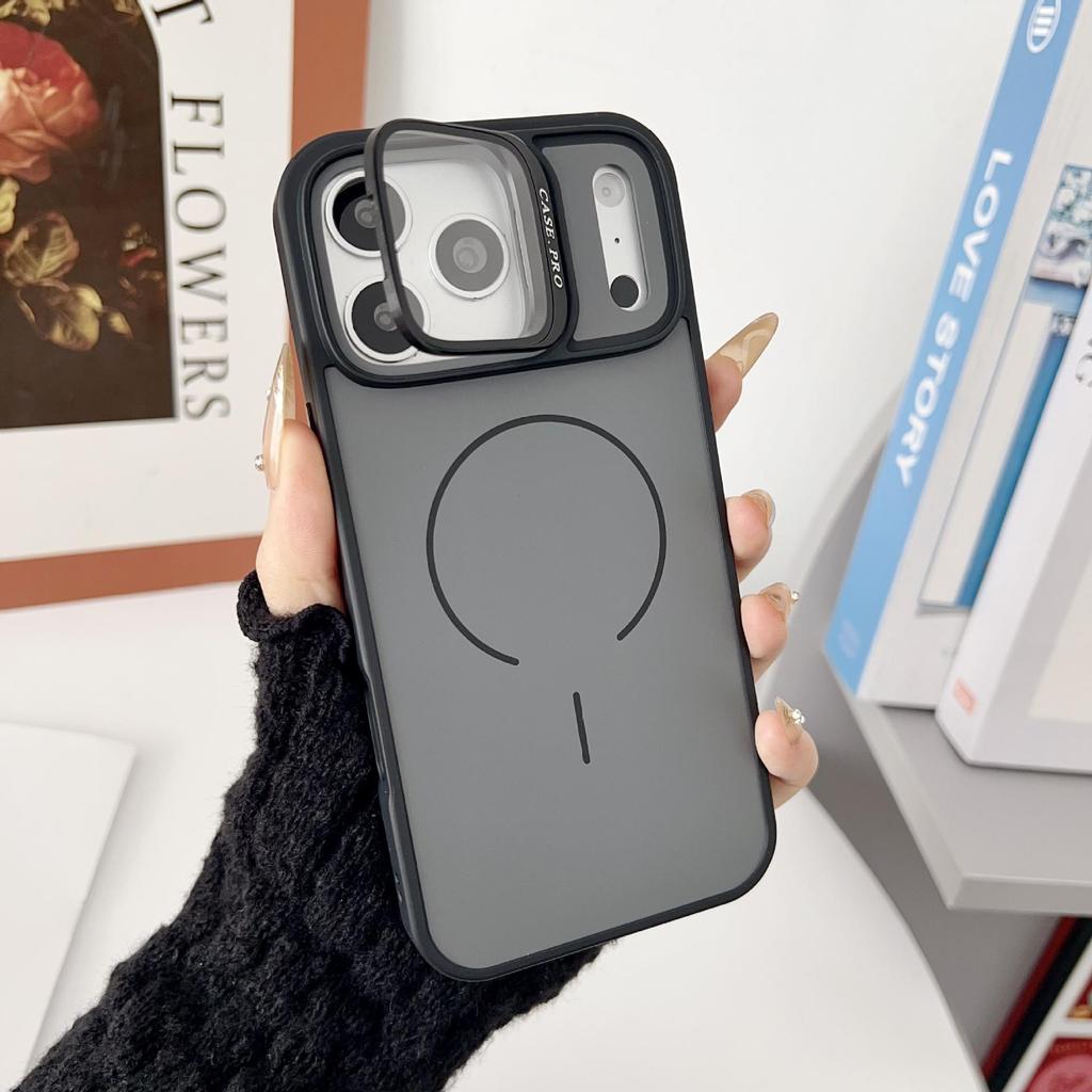 Imitation Phone Case for iPhone 17 Pro Max: Skin-Feel Magnetic Cover with Apple 16 Glass Lens Holder