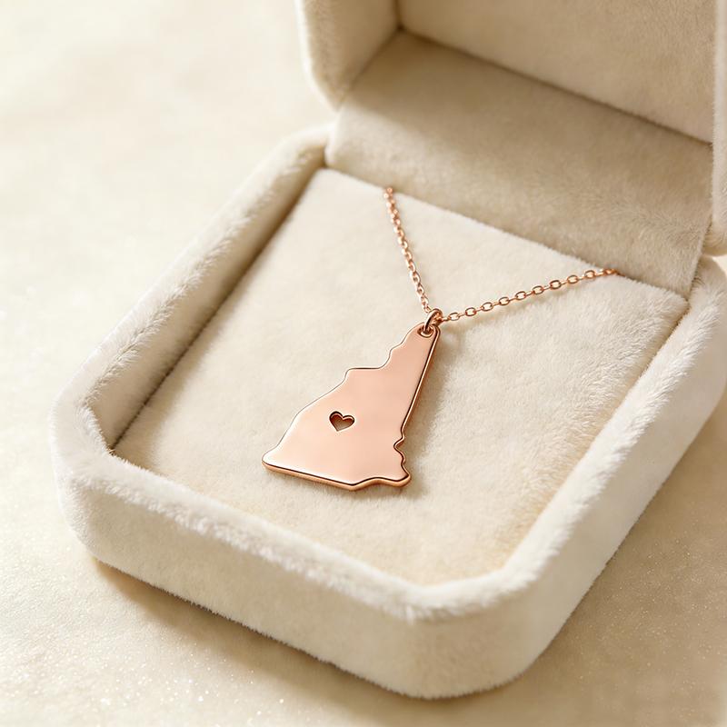 United States New Hampshire Map Pendant Necklace Stainless Steel Map Jewelry Accessories