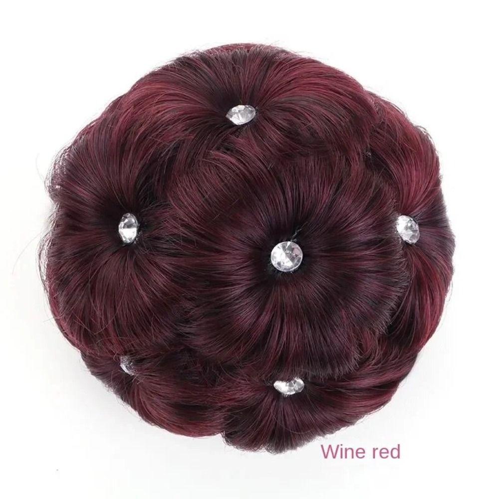 

Elastic Hair Clips Wig Synthesis Hairpiece Claw Clip Fashion Hair Accessories wine red-white diamond