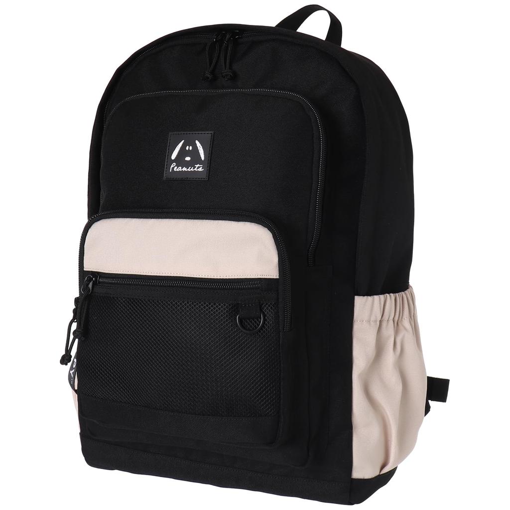 SNOOPY Rucksack Daypack D Pack Schulausflug Waldschule Trainingslager Urlaub Simple [Axis] (Schwarz/Beige)