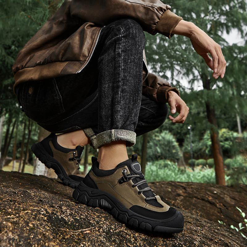 Fashion Men's Shoes High Quality Classic Men Hiking Shoes Genuine Leather Men Casual Shoes Lace-Up Men's Comfortable Walking Footwear
