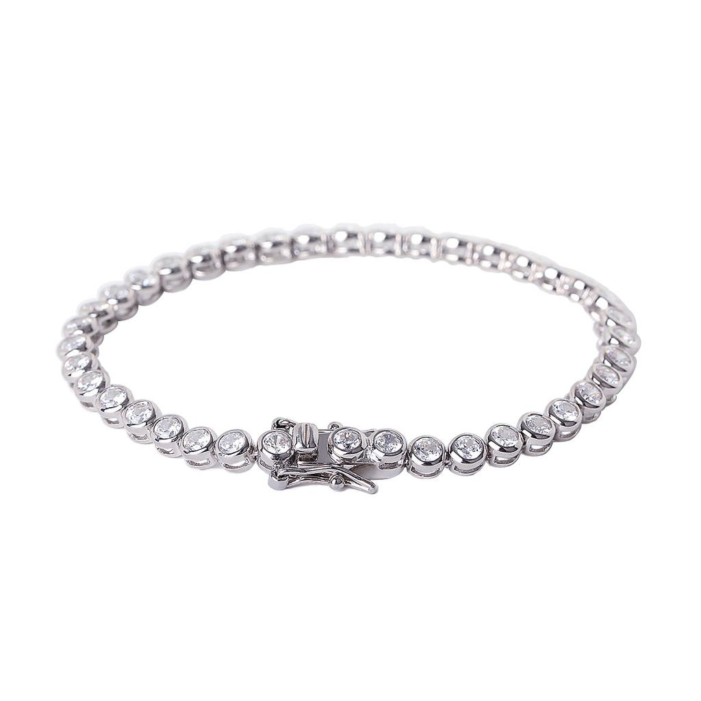 Mezmic Moissanite 3Mm Round Tennis 925 Silver Bracelet