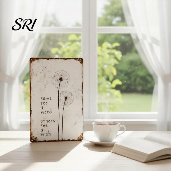 Living Room Dandelion Sign Metal Wall Decoration Vintage Rusty Wish Theme Decor Art Indoor Outdoor Home Office Decorative