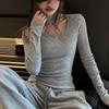 Women S Faux Cashmere Long Sleeve T Shirt Halter Neck Slim Fit Top