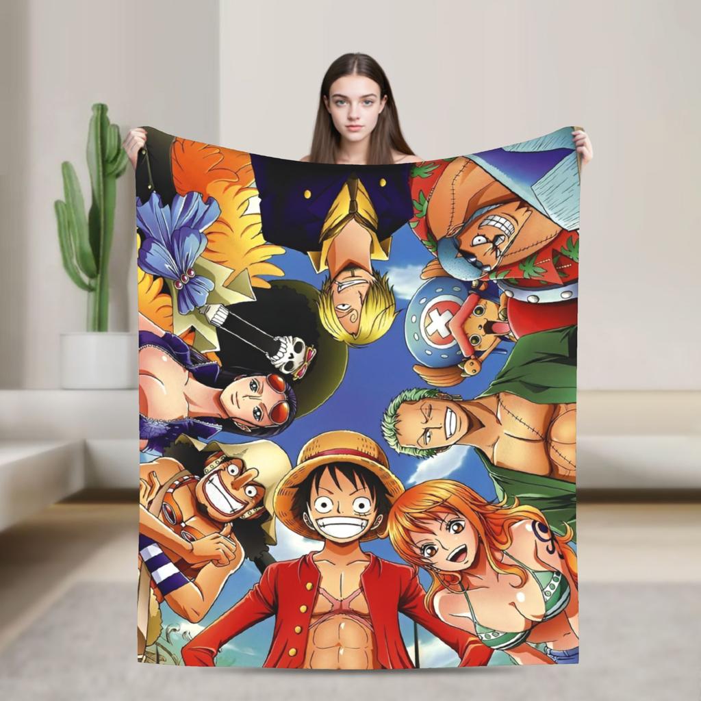 Warm Soft Blankets Decorative One Anime P-Pieces  Throw Blanket  Flannel Bedspread For Outdoor Pattern Sofa Bed Cover