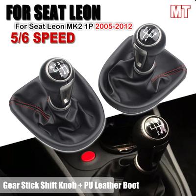 Hot Sell MT 5/6 Speed Car Gear Shift Shifter Knob Lever With Dust-Proof Cover For Seat Leon MK2 1P 2005 2006 2007 2008 2009-2012