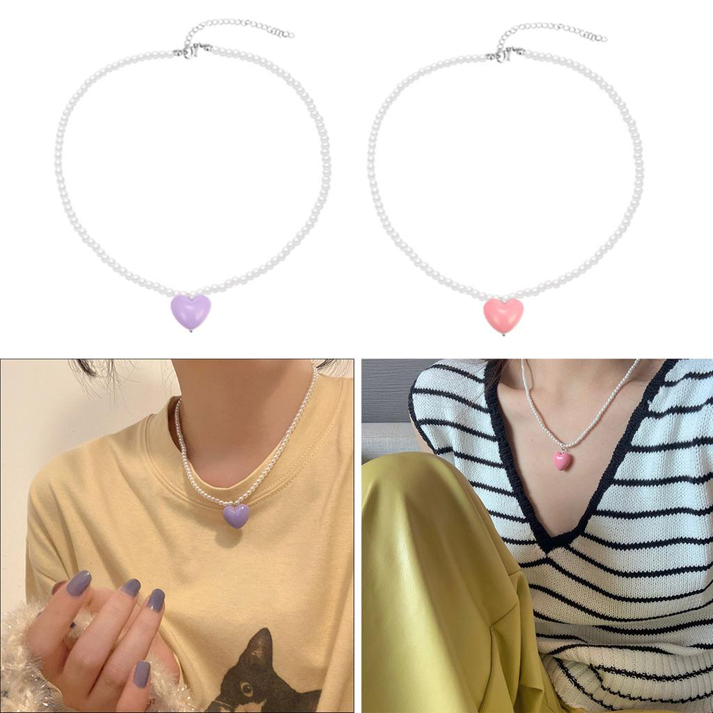 Heart Pearl Necklace Women Collarbone Chain Temperament Jewelry Wedding Gift