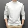 T-shirt da uomo in pile double-face a maniche lunghe: Scollo Semi-Alto, Strato Base Morbido Spazzolato per Autunno e Inverno