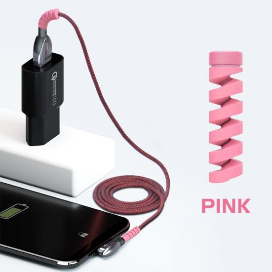 12Pcs Cable Protector Solid Color Flexible Silicone Spiral Design Wearproof Wire Protector for Charging Line