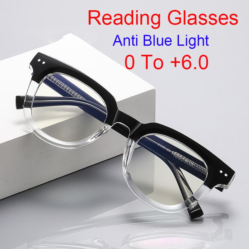 Stylish Big Frame Men Luxury Square PC Screen Goggle Anti Blue TR90 Male Presbyopic Eyeglass Diopter Presbyopia Eyeglasses