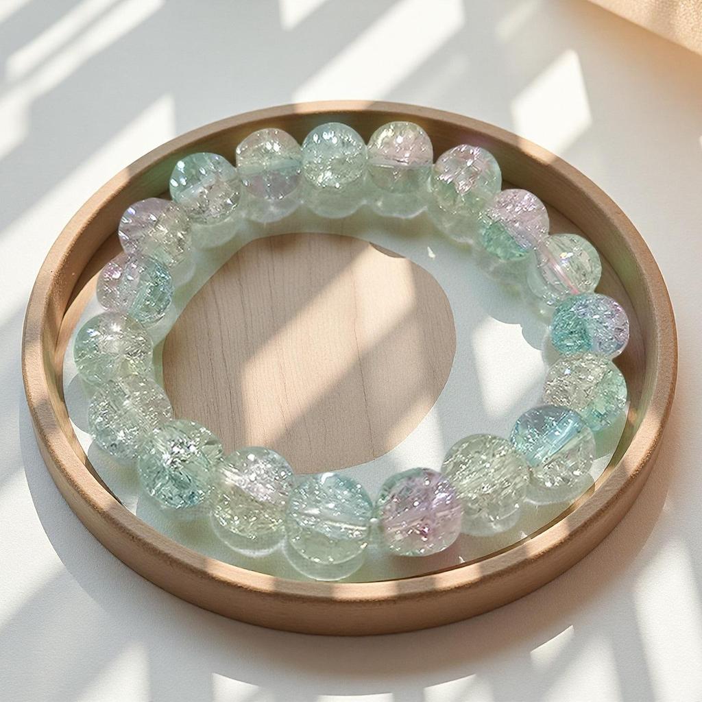 10mm Dopamine Jade Crushed Glass Bracelet: Women's Light Luxury Fidget Beaded Bracelet
