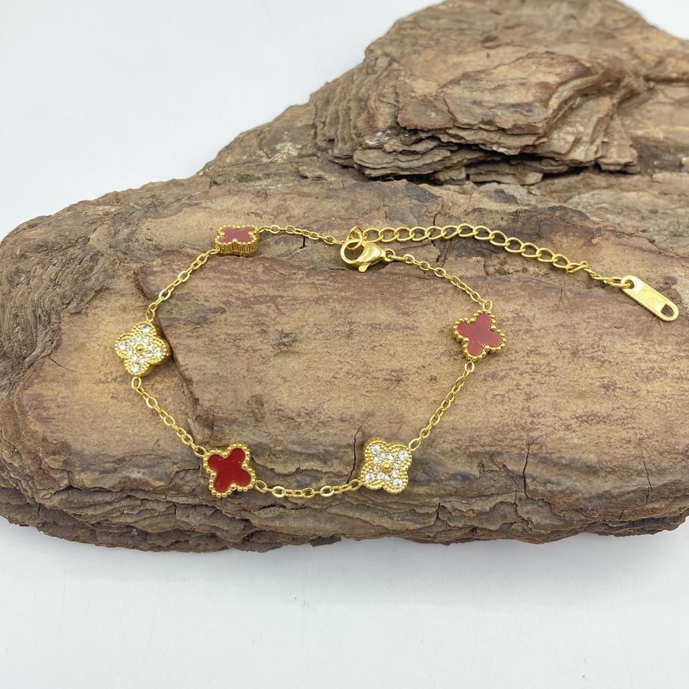 

Браслет Четырехлистный цветок 9 мм, браслет из титановой стали, не теряет цвет, модный женский браслет