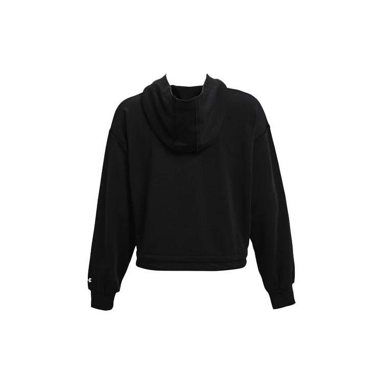 Under Armour Project Rock Johnson Training Sports Loose Short Hoodie Women Hoodie Black 1361059-001
