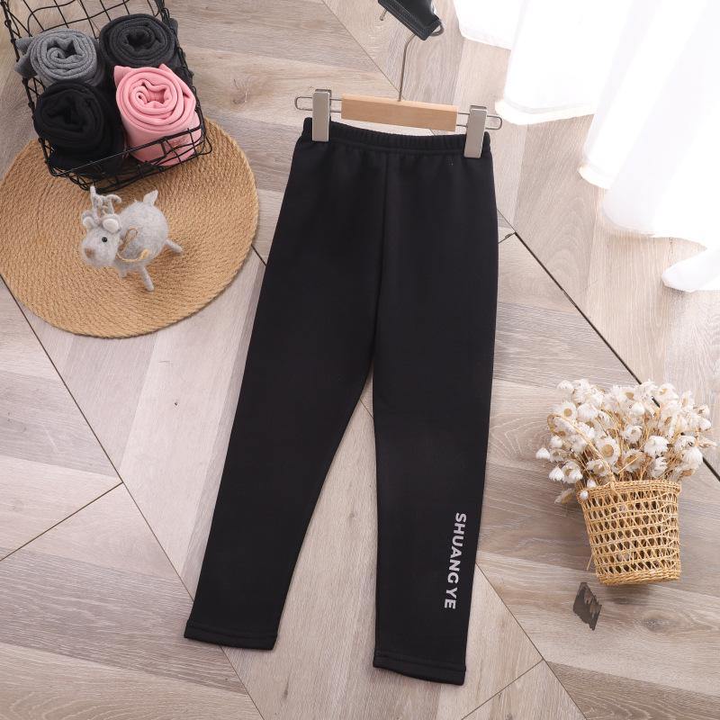 Girls' Fleece-Lined Leggings: Extra Thick, Casual Autumn/Winter 2023 Pants