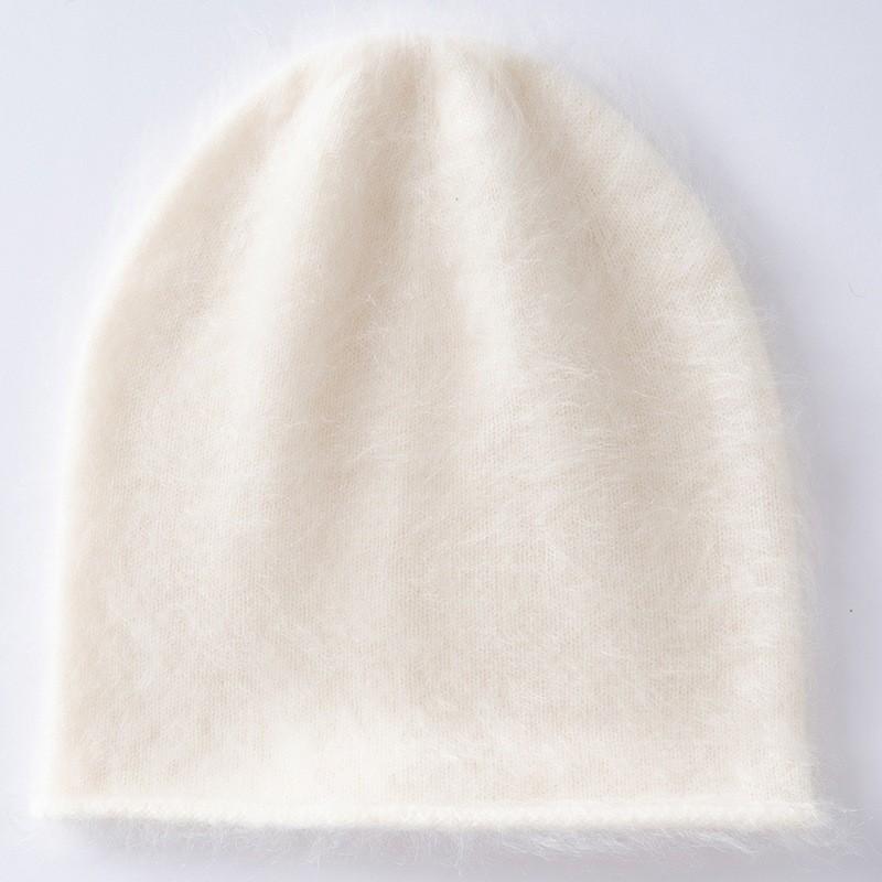 Womens 100% Cashmere Beanie Rolled Brim Warm Fashion Versatile Solid Color Ear Protection Hat