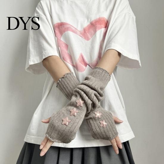 Lolita-Stil Armstulpen Sternenstrick-Stulpen, Fingerlose Handschuhe für Damen Mädchen, Gothic-gestreifte Häkel-Ärmel, Cosplay-Kostüm und Tägliche Kleidung