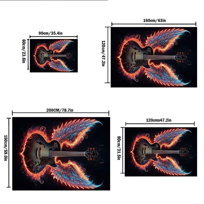 "Angel Wings Electric Guitar - Flame Design"Office Mat Home Decor Office Desk Chair Carpet for office ph83
