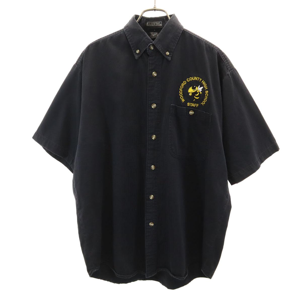 

LA LOVING Рубашка с коротким рукавом на пуговицах M черная Мужская Б/у