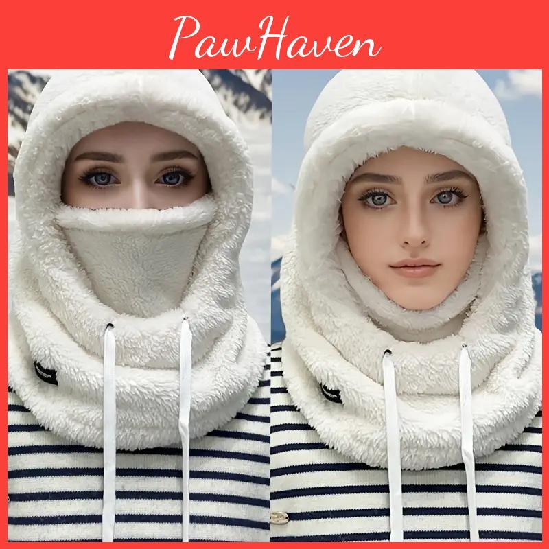 Thick Mask Plush Winter Hat Elastic Drawstring Closure Lightweight And Warm For Cycling Skiing And Outdoor Sports Provides Warmth