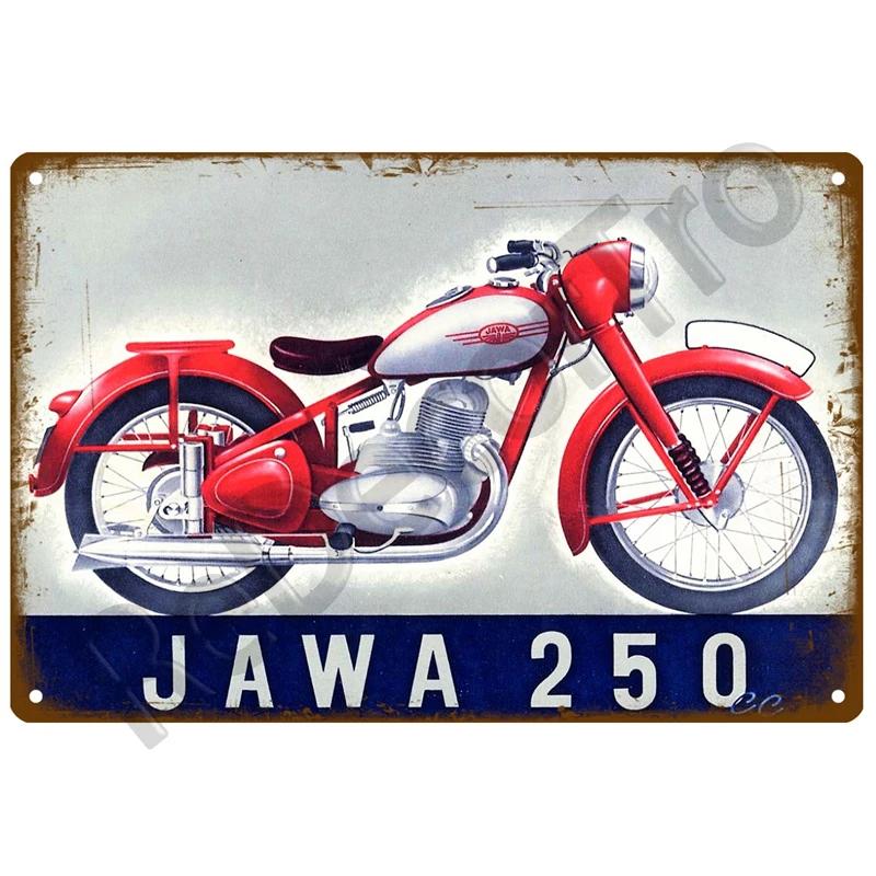 JAWA Vintage Nástěnný Plakát Vintage Retro Nástěnný Domácí Restaurace Dekorace Plaketa Kovová Nástěnná Dekorace Umění Kovová Značka Plechová Značka Talíř