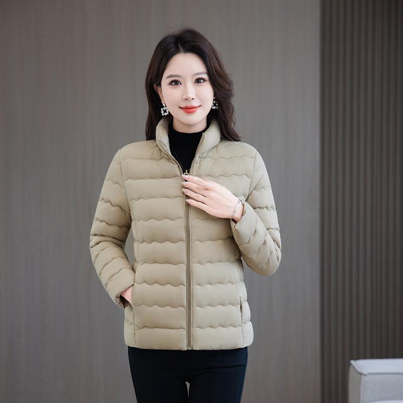 Mother's Clothing Winter New Women's Large Size Slim Cotton Jacket Versatile Cotton Coat Jacket Simple Warm Stand-up Collar Cotton Coat