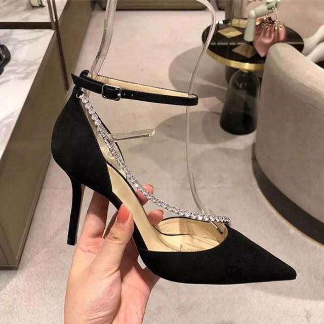 

Новые туфли-лодочки с острым носком и кристаллами, женские туфли на высоком каблуке со стразами, женские сексуальные модные женские босоножки Bling Bling Mujer 40