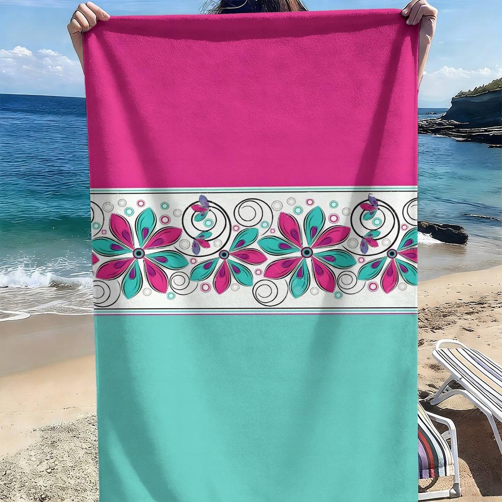 Tropical style with colorful floral patterns polyester microfiber beach towel highly absorbent, suitable swimming beach outings
