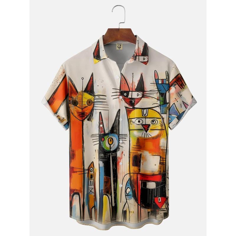 Abstract Cartoon Animal Men's Shirt 3D Print Quick Dry Short-sleeved Tops Summer Casual Men's Clothes Street Fashion Shirts