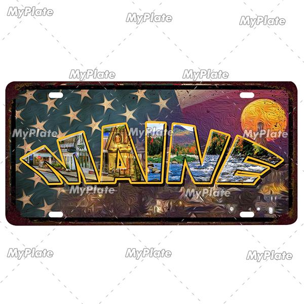 [MyPlate]Vintage America State USA City Licenses Plate Metal Sign Tin Sign Poster Plaque Decor Bar Pub Club Home Wall Decoration
