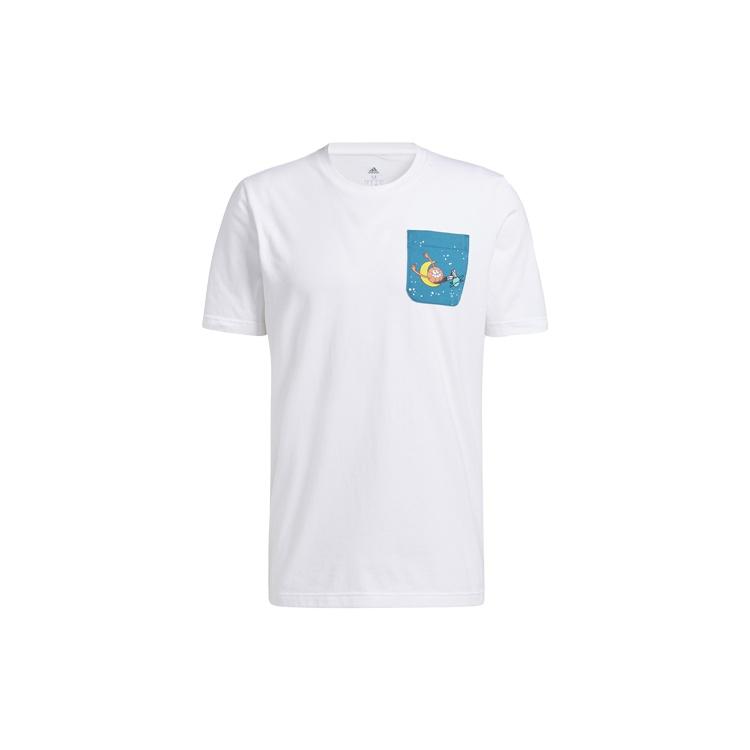 adidas Lil Stripe Pckt Printing Basketball Sports Round Neck Short Sleeve White Men s GQ8376 XL