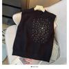 Summer Women Casual Sleeveless Solid Beading Knitted Sweater Pullover Vest Tops
