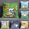 Cartoon Line Dog Maltese Pillow Case Square DoubleSided Printing Sofa Cushion Cover Pillowcase Bedroom Bedside