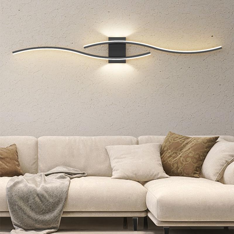 Modern Wall Lamp LED Black White Gold Background Decorative Light For Living Room Bedroom Bedside Indoor Lighting Fixture Sconce