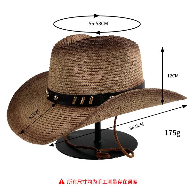 Spray painted cowboy straw hat windbreak band accessories western cowboy hat outdoor seaside sun protection beach hat