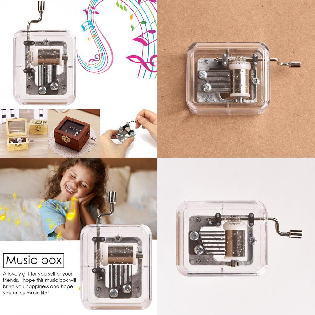 Charming Transparent Mini Music Box With Hand Cranking Music Movement