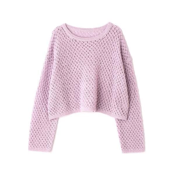 Beauty Mesh Blue [Natural Basic] Sweater, Lamé Knit,