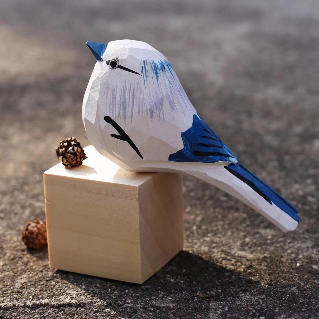 Hand-Carved Wooden Bird Ornament: Cute, Simple Healing Gift