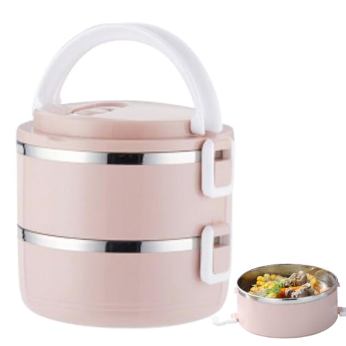 Lunch Container - Insulated Stainless Steel Food Keeper with Secure Buckles On Both Sides | School Lunch Container, Easy-Cleaning Food Box with Portab
