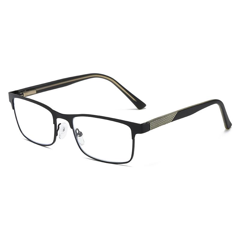 Reading Glasses Men Half Rectangle Metal Frame Hyperopia Eyeglasses Business Blue Light Blocking Presbyopic Eyewear +1.0 To +4.0