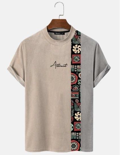 26. New Popular Casual and Comfortable Short-sleeve T-shirt, 3D Printing Technology, Suitable for Layering and Outerwear, Loose Striped Short-sleeve 