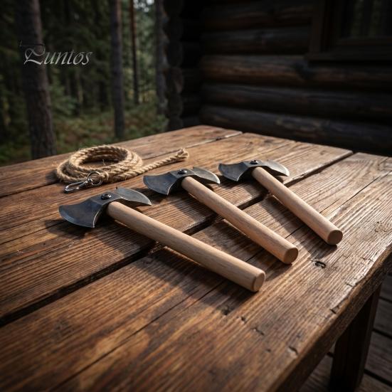 Gioco Bersaglio Lancio Ascia Kit Freccette, con Disco in Legno, 3 Asciette in Pannello di Densità, Corda, per Interno Esterno Cortile Festa di Famiglia