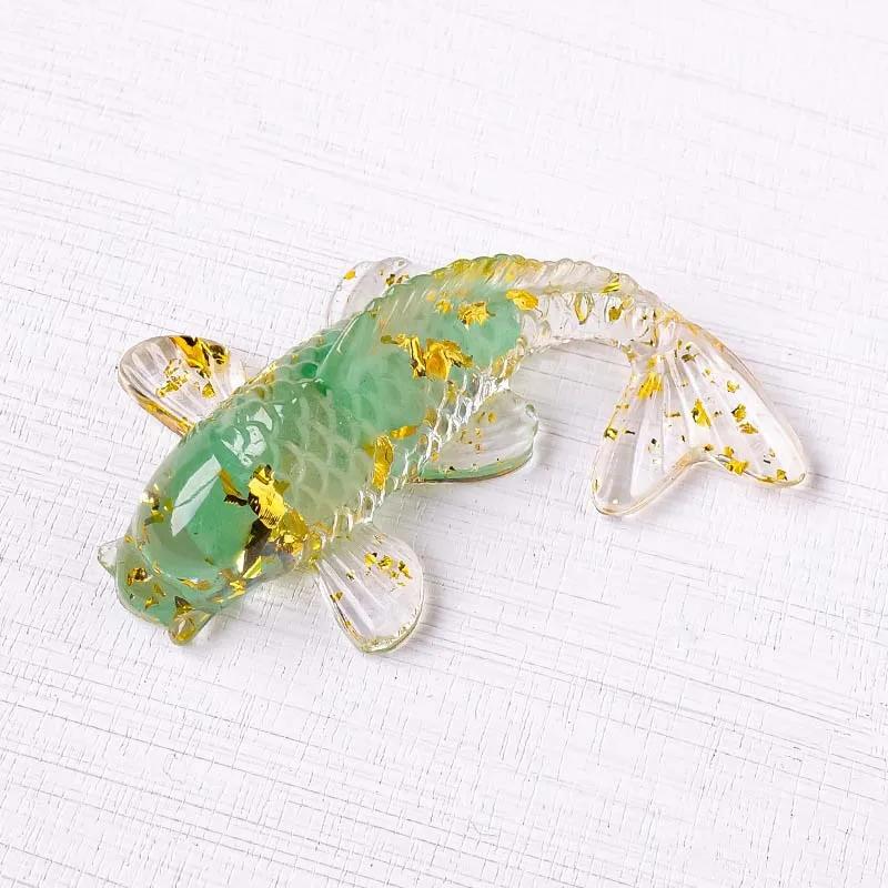 1pc Natural Crystal Crushed Stone Koi Fish Figure Ornament Drip Gel Small Goldfish Gifts Desktop Beautiful Jewelry