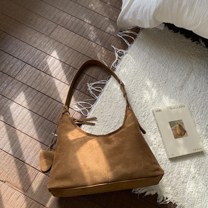 

Женская ретро замшевая сумка-тоут на плечо - Большая вместимость, Простая мода, Универсальная сумка для поездок на работу коричневый