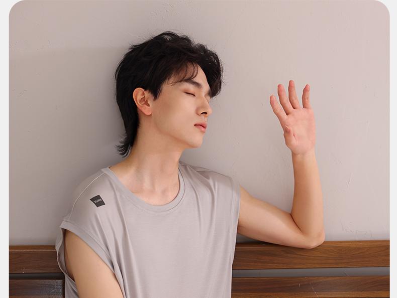 Xuan Liang Men's Pajamas Summer Thin Lyocell Tank Top Shorts Can Be Wearing Outward Ice Silk Cool Home Clothes Men's Set