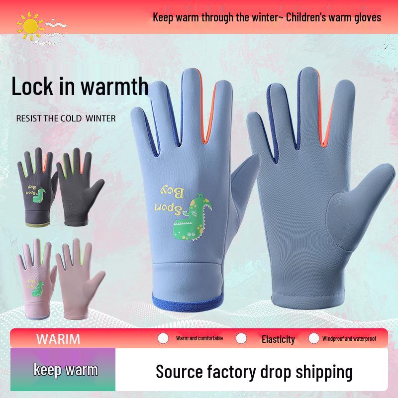 Leuchtende Kinder-Cartoon-Handschuhe: Winddichte Rad- & Outdoor-Sporthandschuhe für Jungen und Mädchen (Herbst Winter)