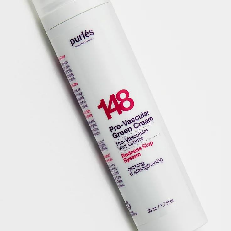 Purles 148 Green Cream for Vascular Skin Pro-vascular - Soothes Redness, Strengthens Blood Vessels, Calms Irritations - for Sensitive Skin 50 Ml