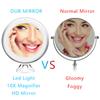 10X Magnifier Mirror Portable Hand Vanity Glass Suction Cup LED Light Makeup Mirror Illuminated Bathroom Cosmetic Mirror