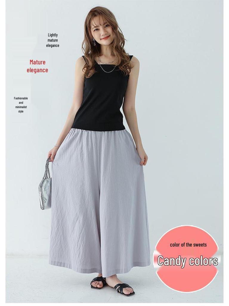 Rakuten Kadın Keten Pamuk Çok Renkli Bol Geniş Paça Cepli Culottes – Ekstra Uzun İlkbahar/Yaz Günlük Pantolon 2021 Koleksiyonu.
