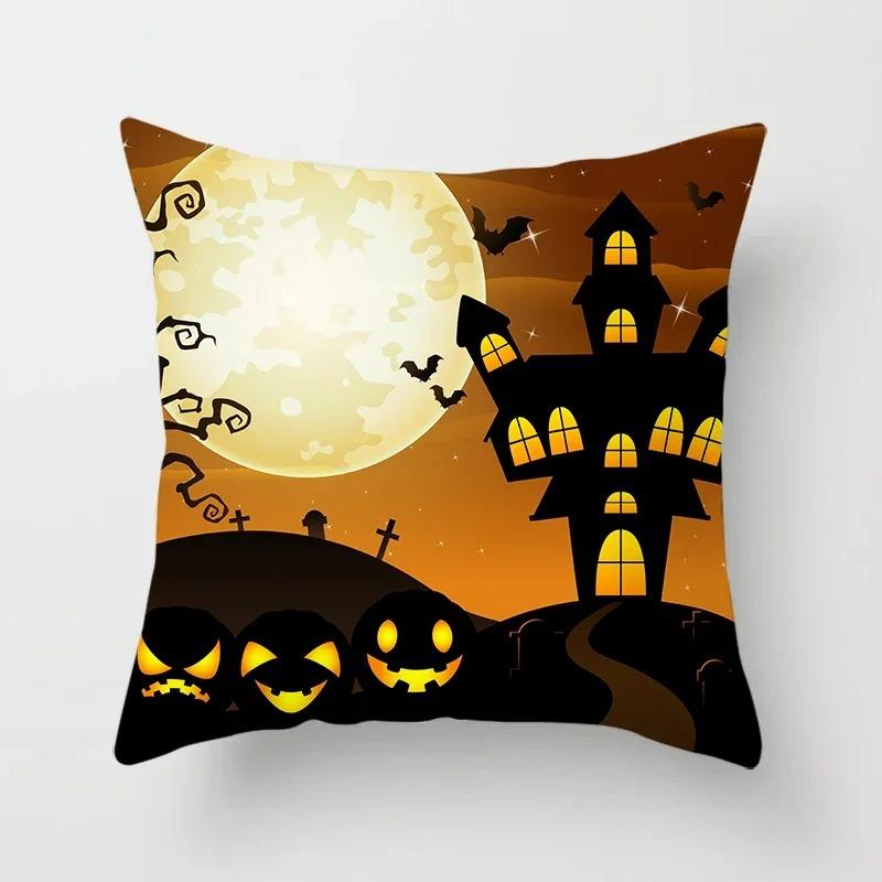 Halloween Theme Pillowcase Car Office Living Room Sofa Halloween Pumpkin Lantern Decoration Pillowcase